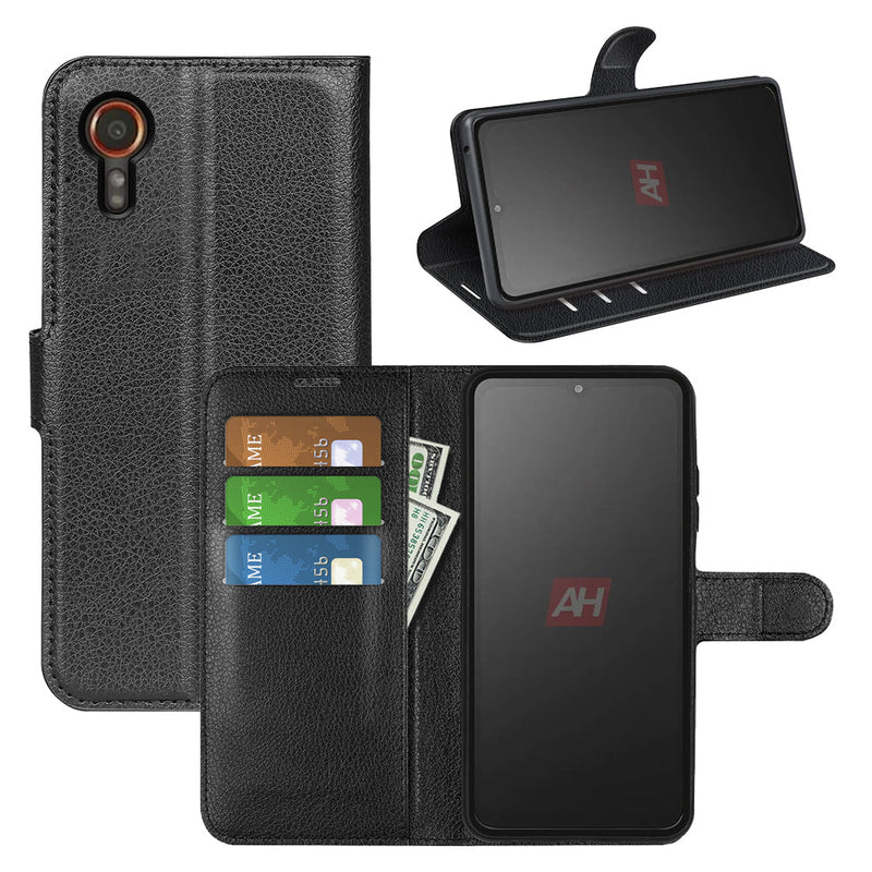 Samsung Galaxy XCover 7 PU Leather Wallet Case [Black]