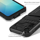 Samsung A06 Heavy Duty Kickstand Card Holder Case Shockproof Black