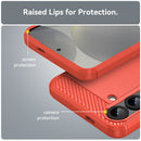 Samsung S25Plus Carbon Fibre TPU Case Slim Shockproof Cover Red
