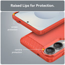 Samsung S25Edge Carbon Fibre TPU Case Slim Shockproof Cover Red