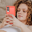 Samsung S25Edge Carbon Fibre TPU Case Slim Shockproof Cover Red