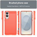 Samsung S25Edge Carbon Fibre TPU Case Slim Shockproof Cover Red