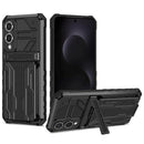 Samsung S25Edge Heavy Duty Kickstand Card Holder Case Shockproof Black