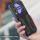 Samsung S25Edge Heavy Duty Kickstand Card Holder Case Shockproof Purple