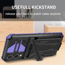 Samsung S25Edge Heavy Duty Kickstand Card Holder Case Shockproof Purple