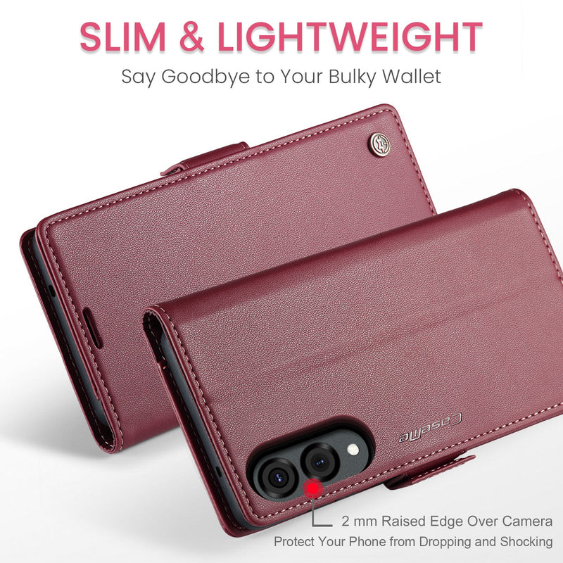 Samsung Galaxy S25 Edge CaseMe Retro Wallet Case [Maroon]