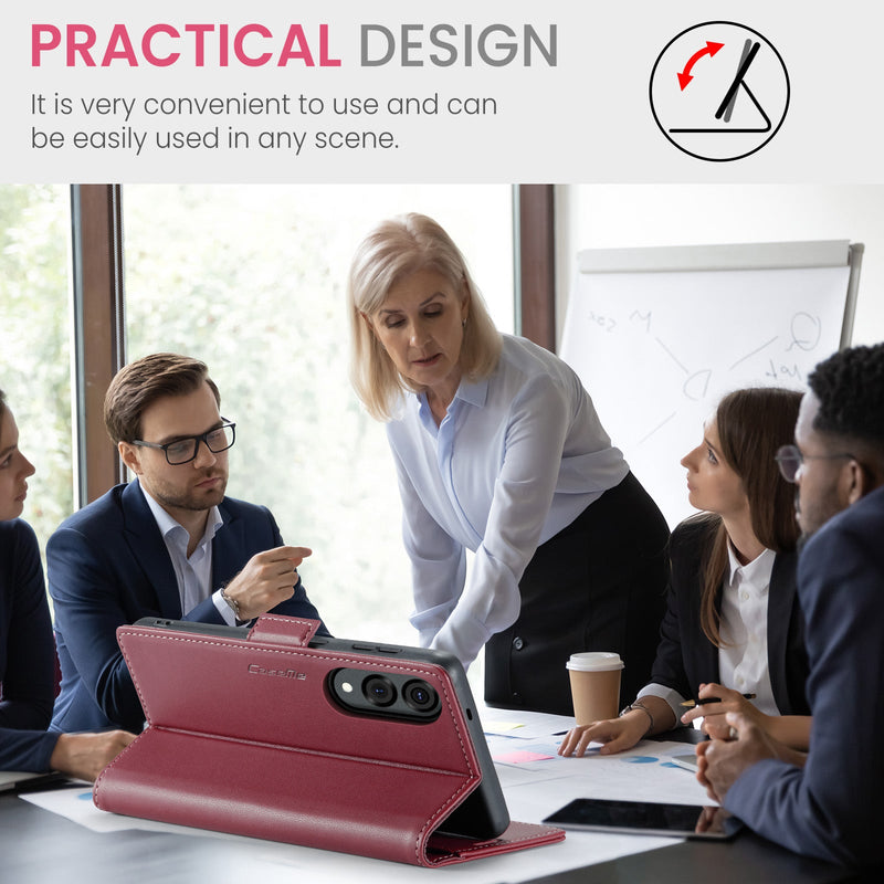 Samsung Galaxy S25 Edge CaseMe Retro Wallet Case [Maroon]