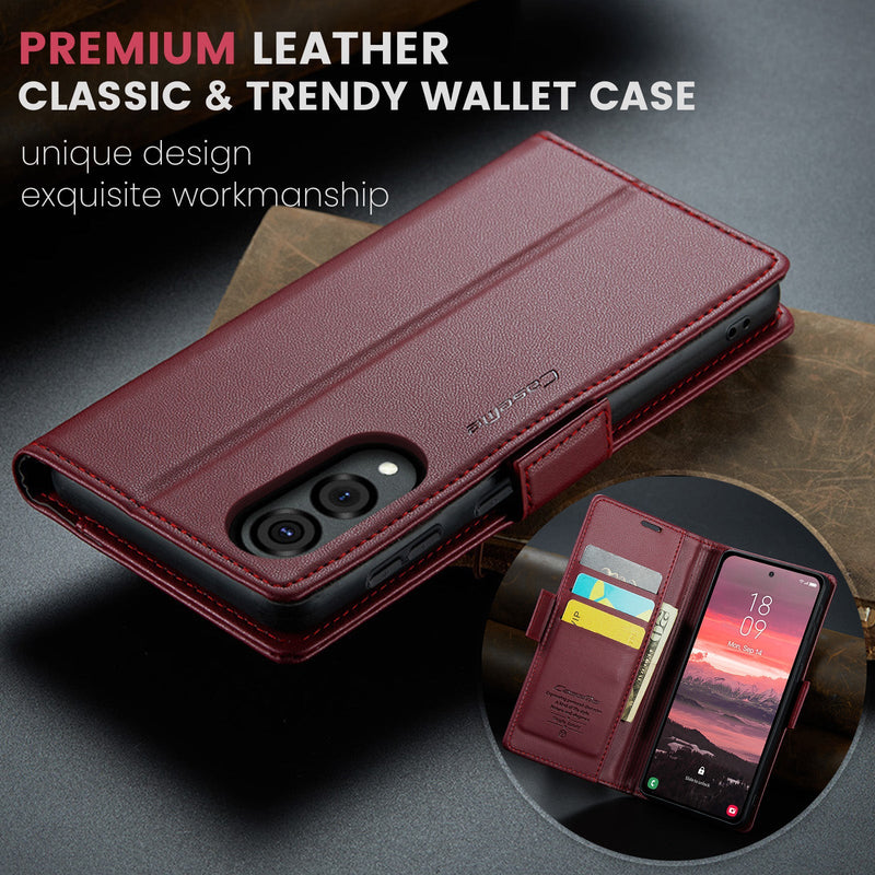 Samsung Galaxy S25 Edge CaseMe Retro Wallet Case [Maroon]