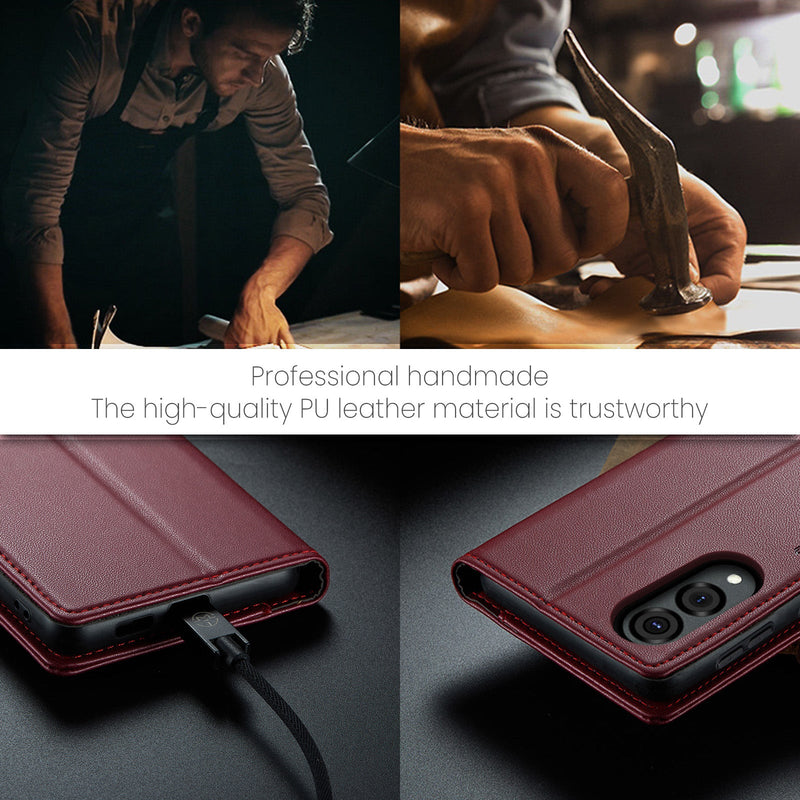 Samsung Galaxy S25 Edge CaseMe Retro Wallet Case [Maroon]