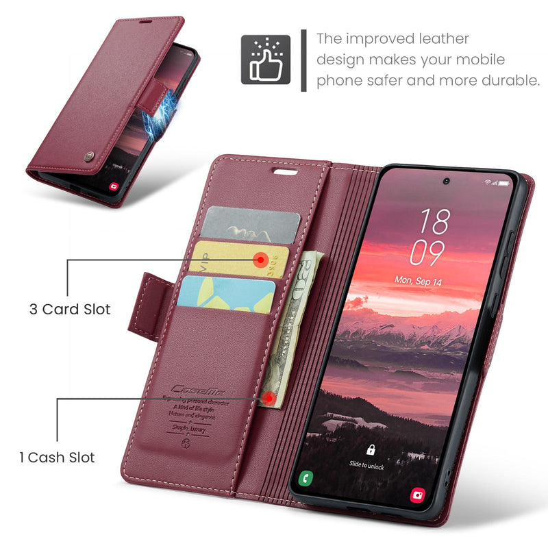 Samsung Galaxy S25 Edge CaseMe Retro Wallet Case [Maroon]