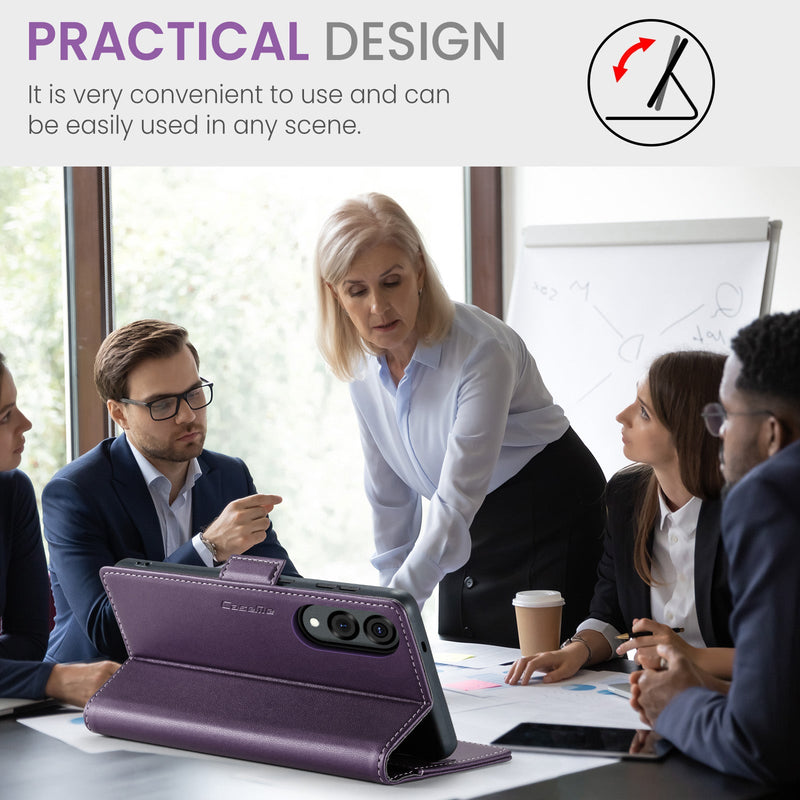 Samsung Galaxy S25 Edge CaseMe Retro Wallet Case [Purple]