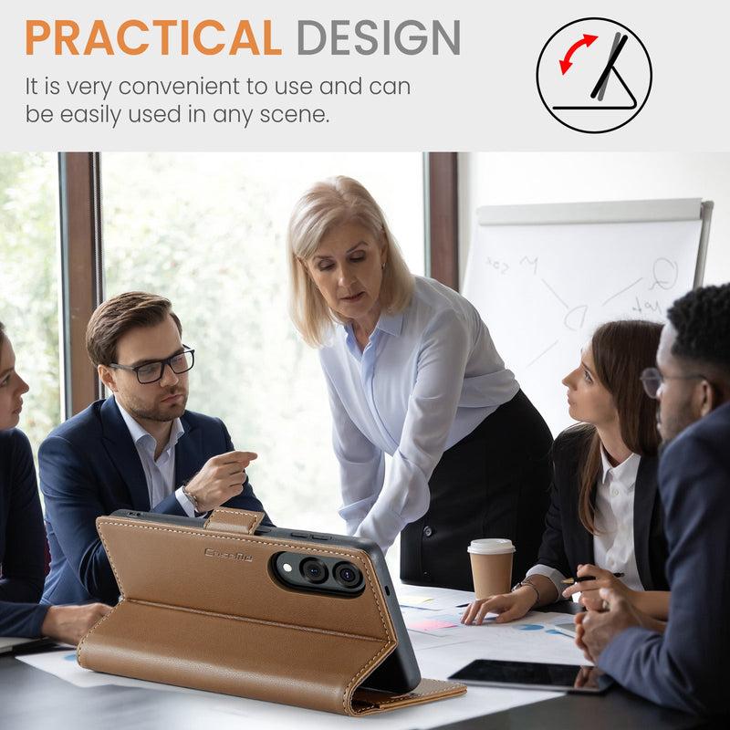 Samsung Galaxy S25 Edge CaseMe Retro Wallet Case [Brown]