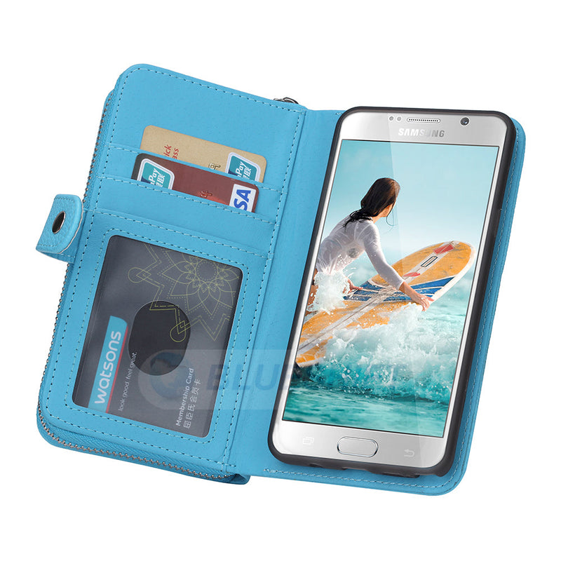 Samsung Note 5 Case Zipper Wallet (LightBlue)