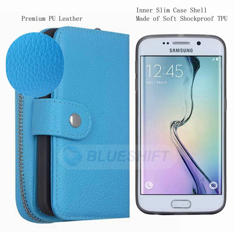 Samsung Note 5 Case Zipper Wallet (LightBlue)