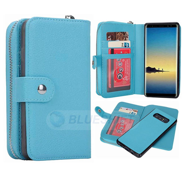 Samsung Note 8 Case Zipper Wallet (LightBlue)