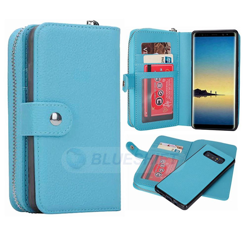 Samsung Note 8 Case Zipper Wallet (LightBlue)