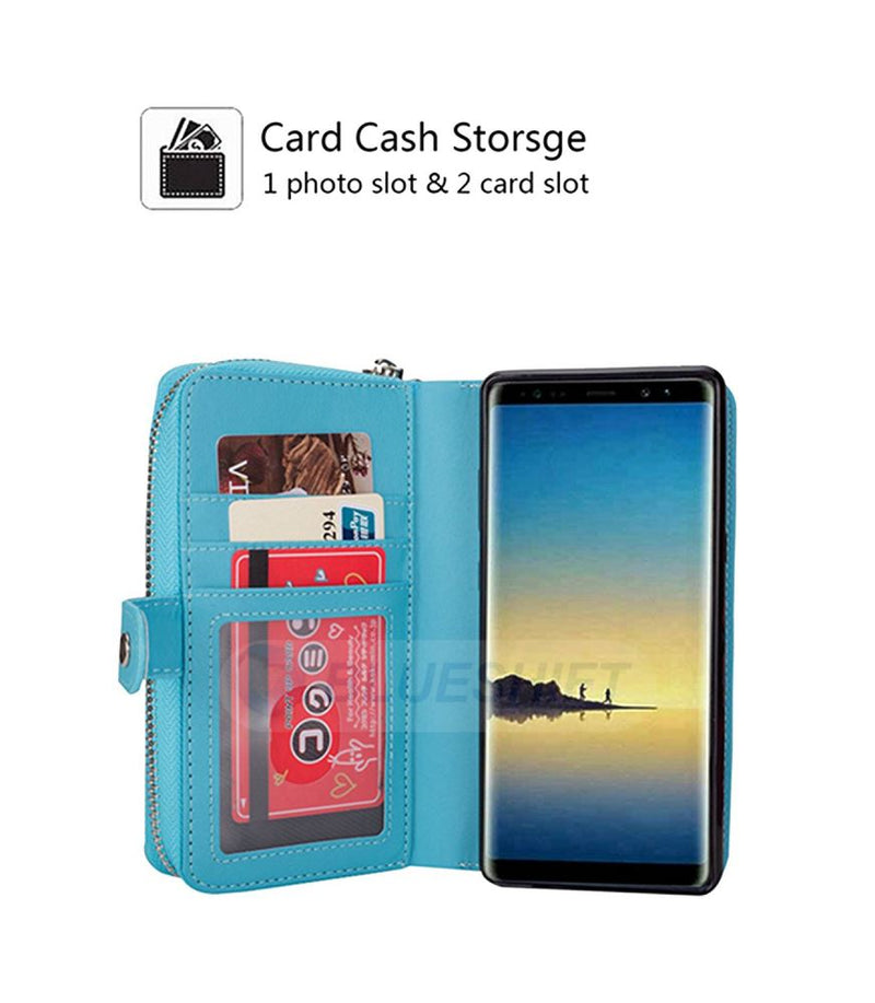 Samsung Note 8 Case Zipper Wallet (LightBlue)
