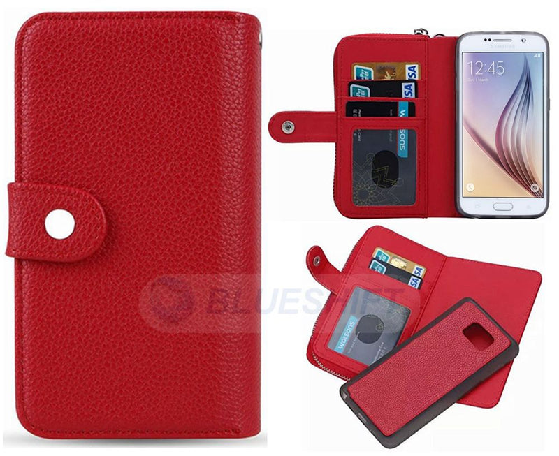 Samsung S6 Case Zipper Wallet (Red)