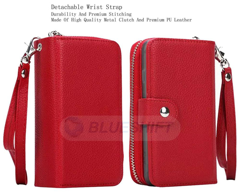 Samsung S6 Case Zipper Wallet (Red)