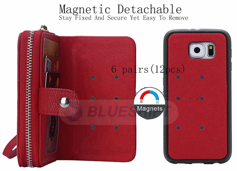 Samsung S6 Case Zipper Wallet (Red)