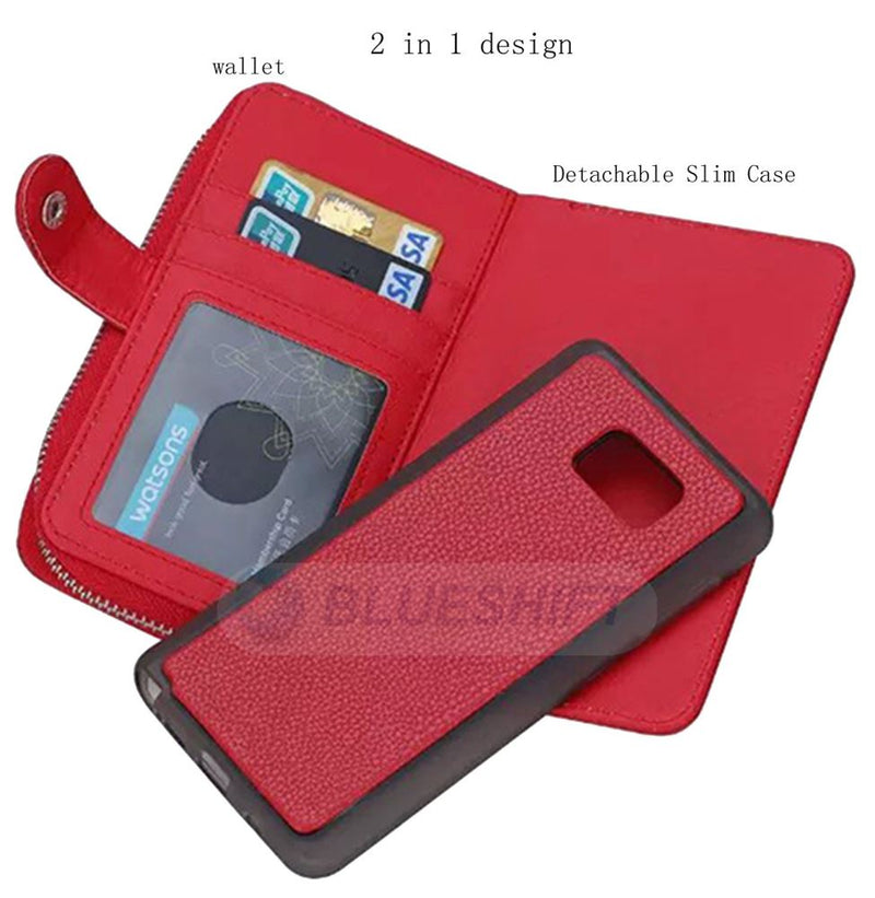 Samsung S6 Case Zipper Wallet (Red)