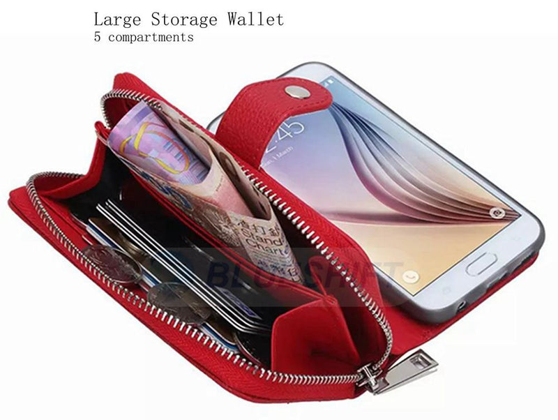 Samsung S6 Case Zipper Wallet (Red)