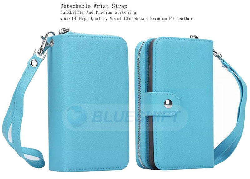 Samsung S6 Case Zipper Wallet (LightBlue)