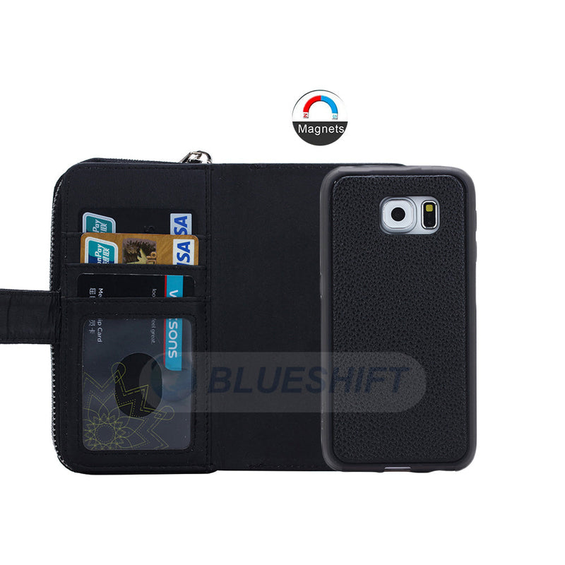 Samsung S6 Edge Plus Case Zipper Wallet (Black)