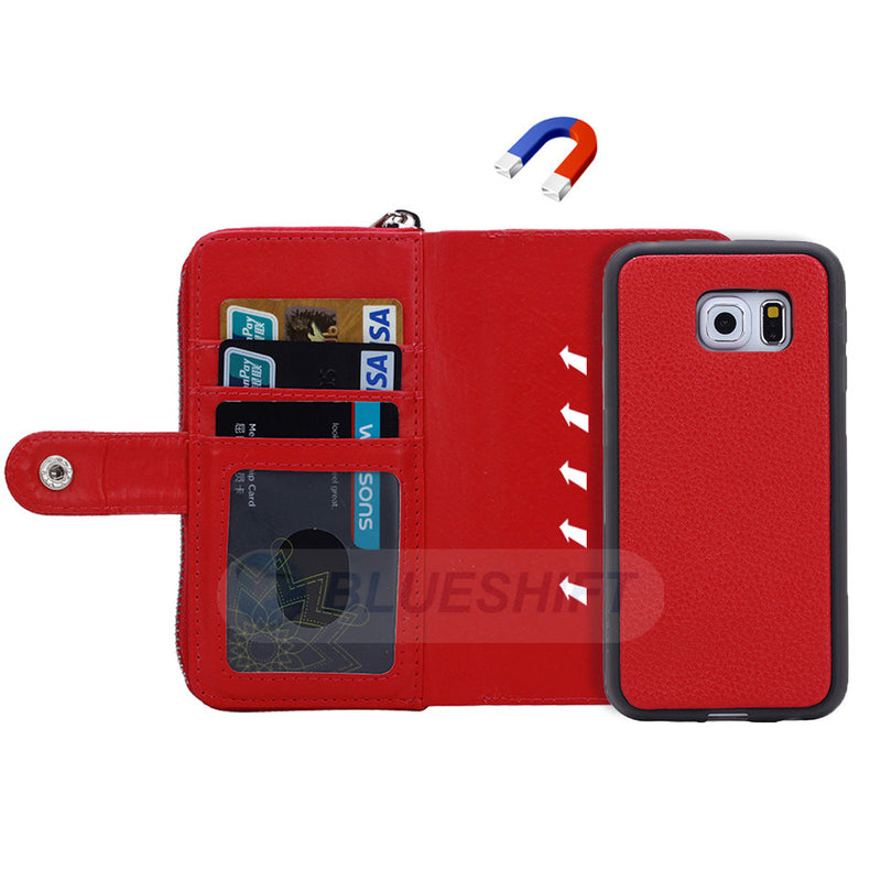 Samsung S6 Edge Plus Case Zipper Wallet (Red)