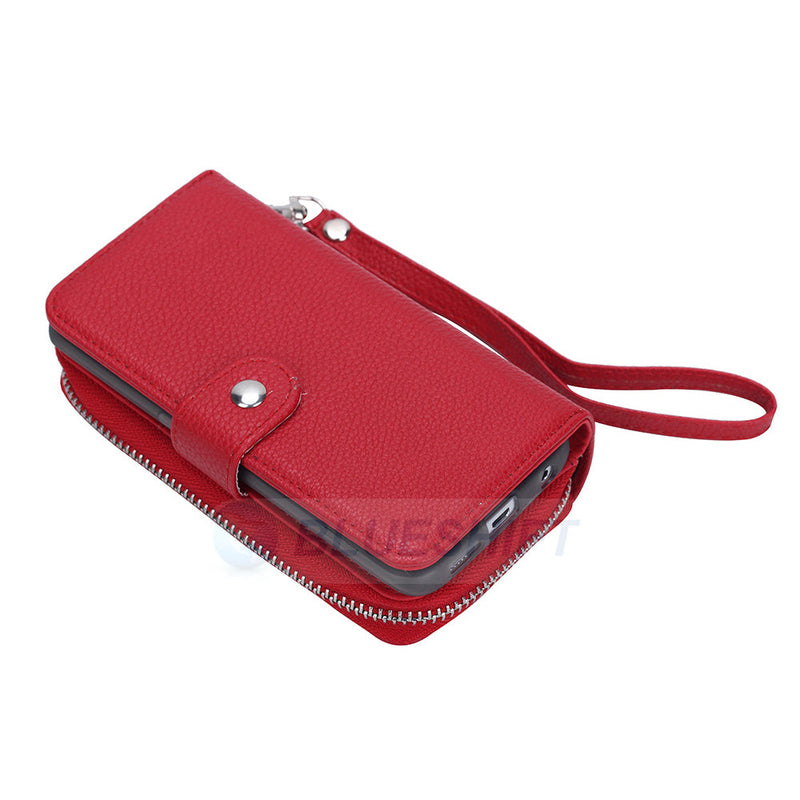 Samsung S6 Edge Plus Case Zipper Wallet (Red)