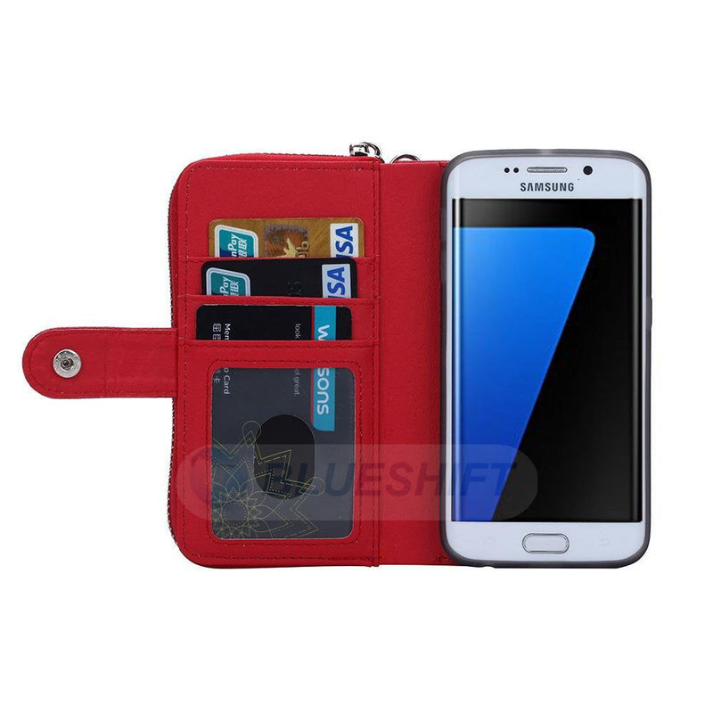 Samsung S7 Edge Case Zipper Wallet (Red)