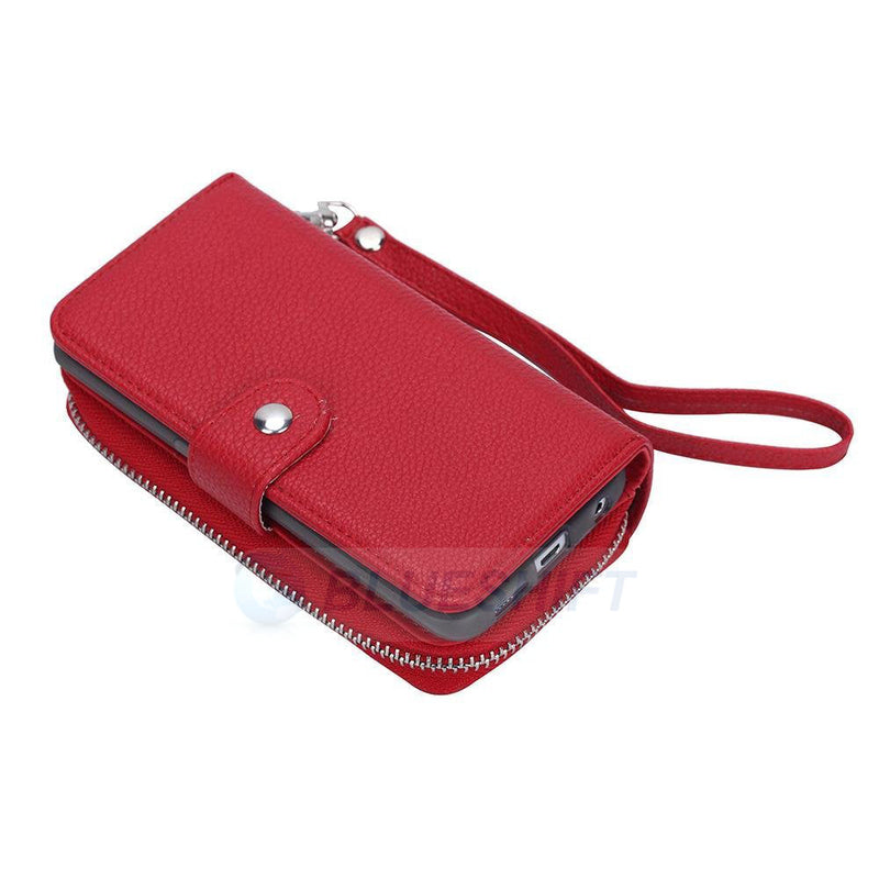 Samsung S7 Edge Case Zipper Wallet (Red)