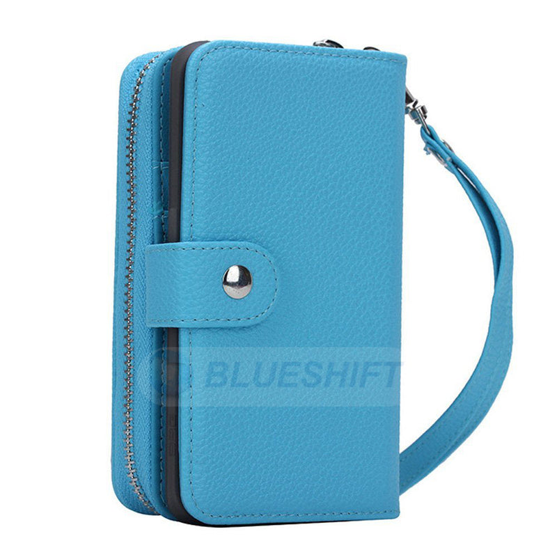 Samsung S7 Edge Case Zipper Wallet (LightBlue)
