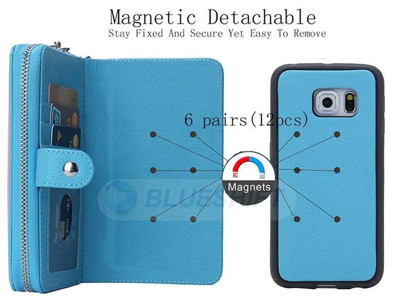 Samsung S7 Edge Case Zipper Wallet (LightBlue)