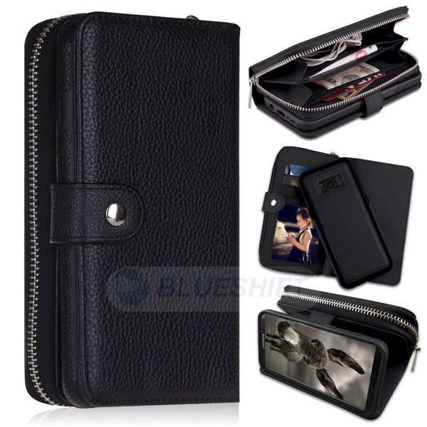 Samsung S8 Plus Case Zipper Wallet (Black)