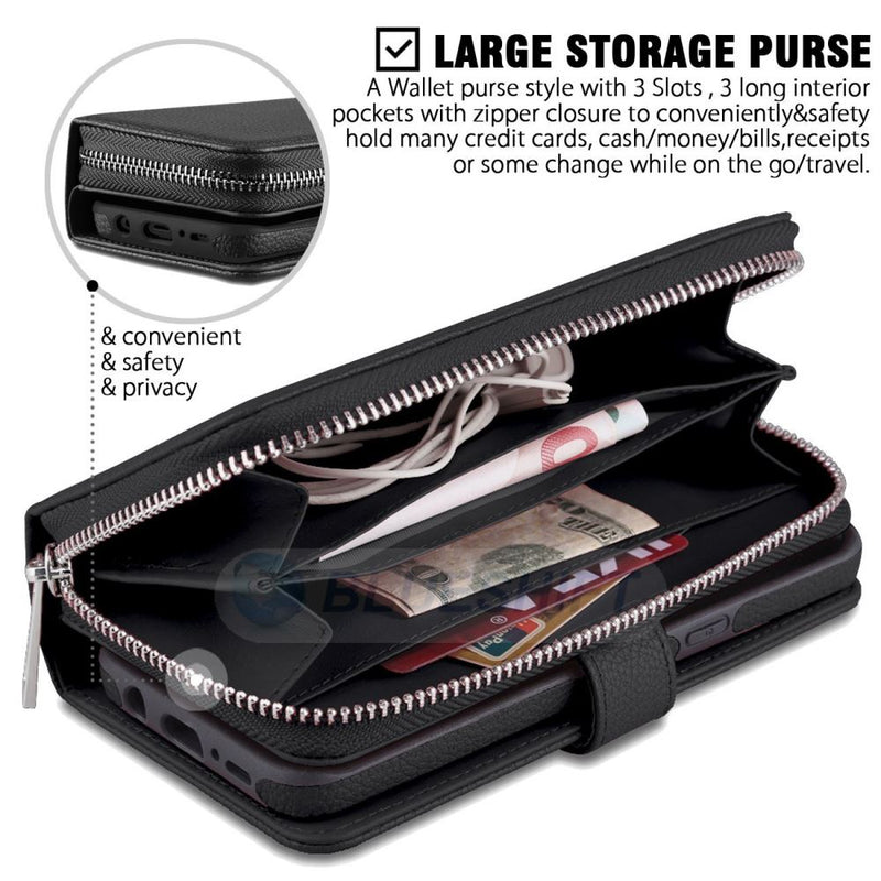 Samsung S8 Plus Case Zipper Wallet (Black)