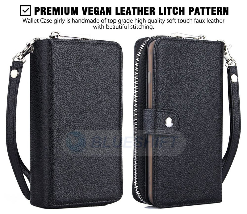 Samsung S8 Plus Case Zipper Wallet (Black)