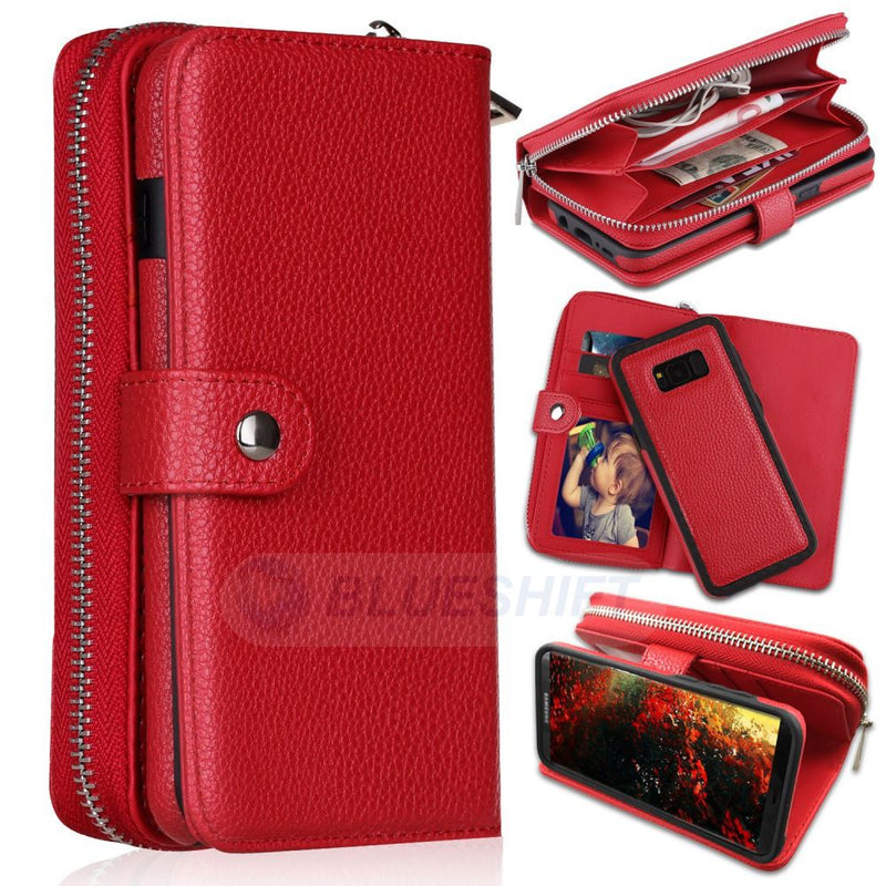 Samsung S8 Plus Case Zipper Wallet (Red)