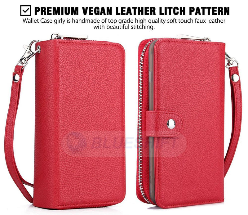 Samsung S8 Plus Case Zipper Wallet (Red)