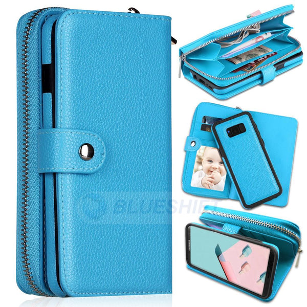 Samsung S8 Plus Case Zipper Wallet (LightBlue)