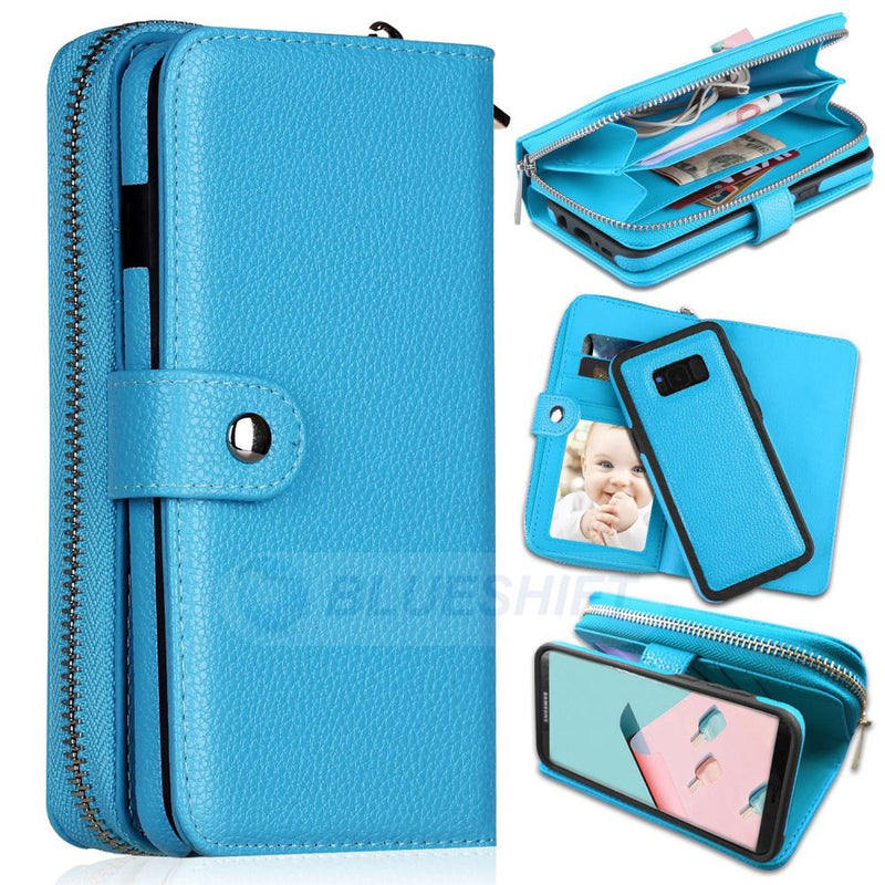 Samsung S8 Plus Case Zipper Wallet (LightBlue)
