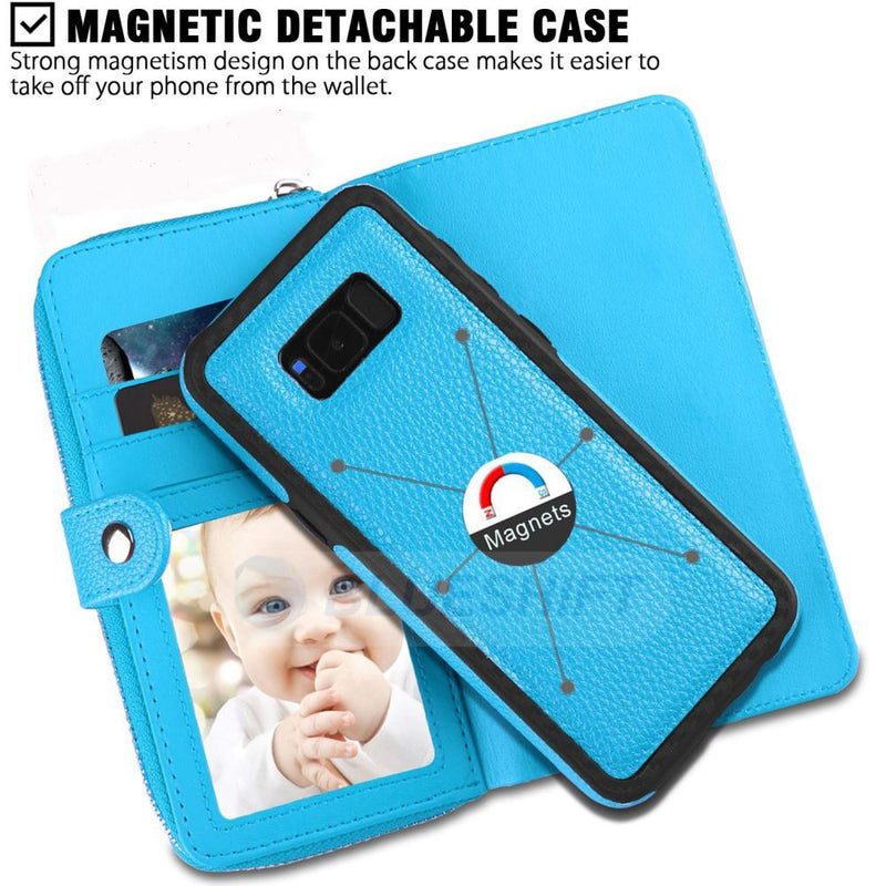 Samsung S8 Plus Case Zipper Wallet (LightBlue)