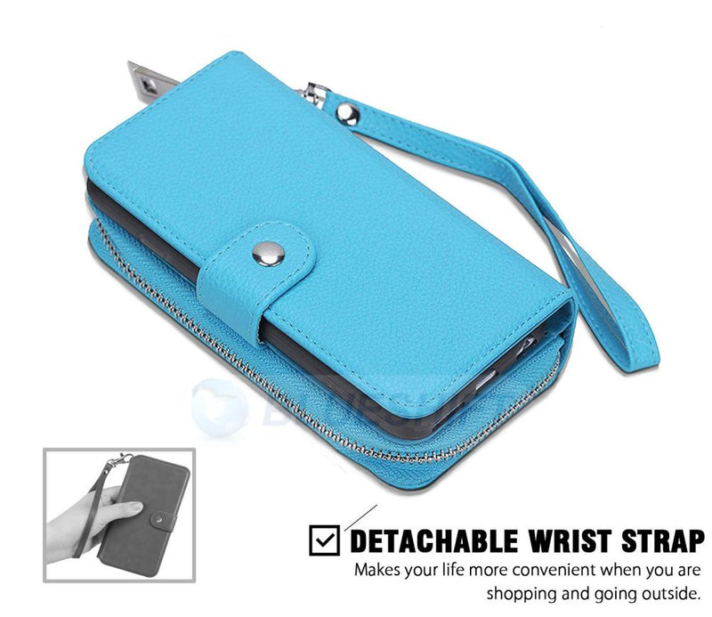 Samsung S8 Plus Case Zipper Wallet (LightBlue)