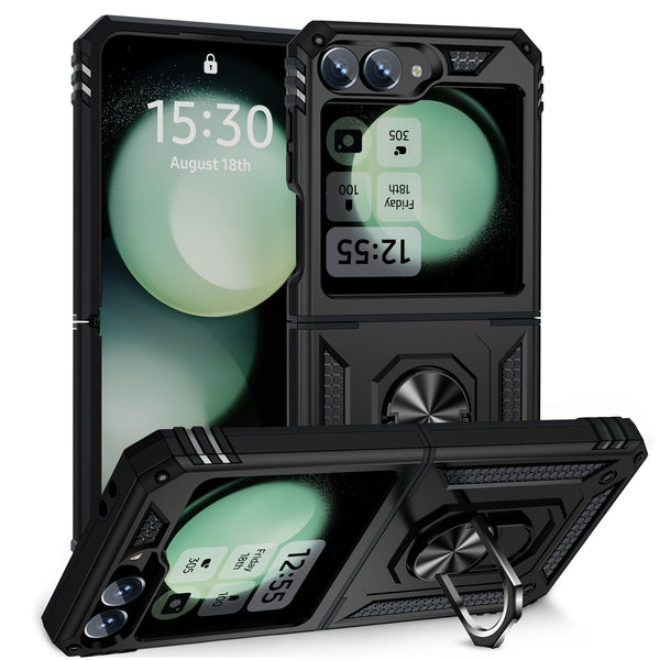 Samsung Galaxy Z Flip 7 FE Military Armour Kickstand Case [Black]