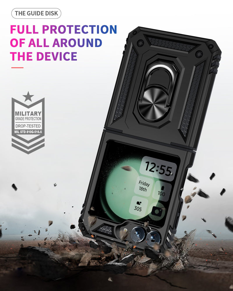 Samsung Galaxy Z Flip 7 FE Military Armour Kickstand Case [Black]