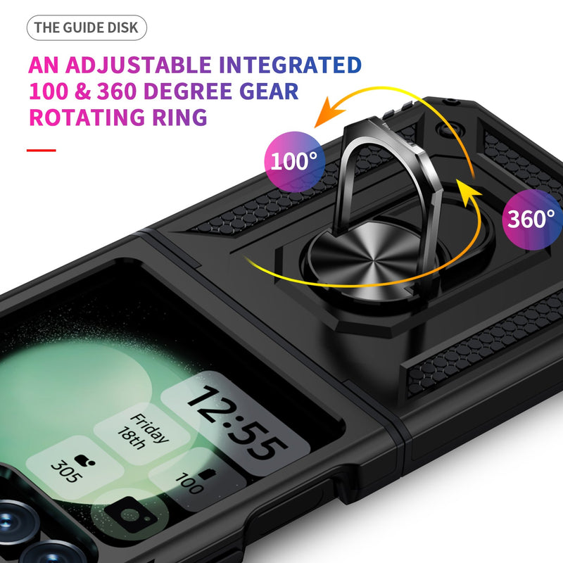 Samsung Galaxy Z Flip 7 FE Military Armour Kickstand Case [Black]