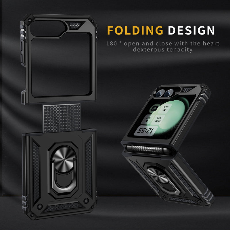 Samsung Galaxy Z Flip 7 FE Military Armour Kickstand Case [Black]