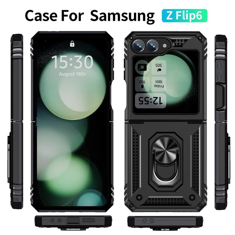 Samsung Galaxy Z Flip 7 FE Military Armour Kickstand Case [Black]