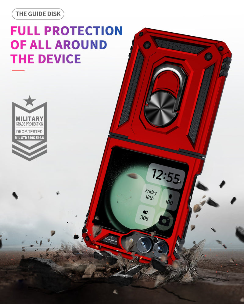 Samsung Galaxy Z Flip 7 FE Military Armour Kickstand Case [Red]