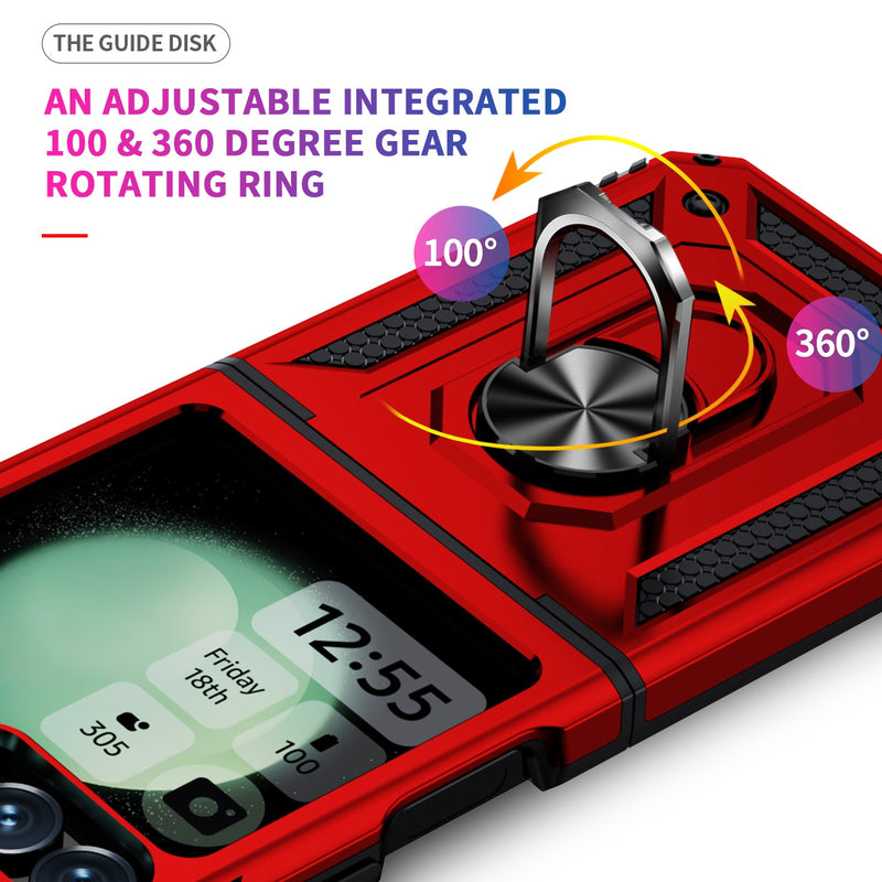 Samsung Galaxy Z Flip 7 FE Military Armour Kickstand Case [Red]